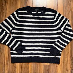 Forever 21+ navy and White Striped  chunky Knit Sweater